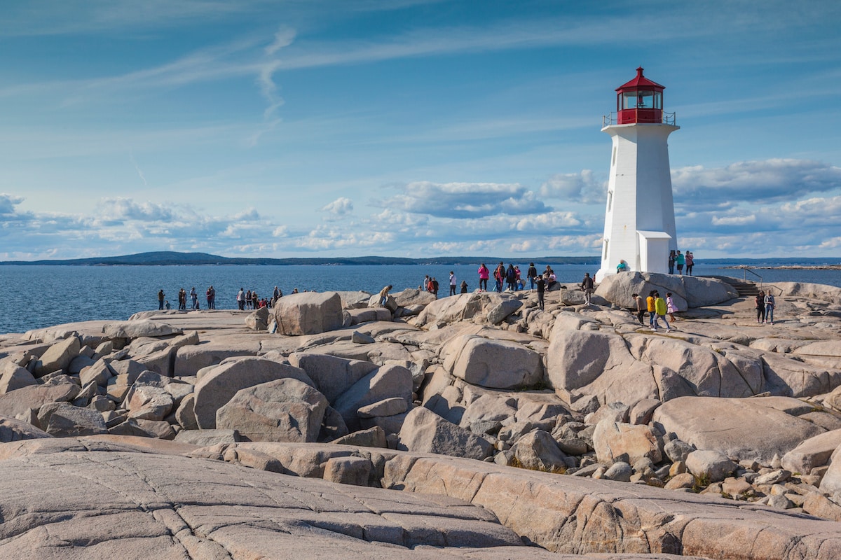 Nova Scotia, Peggy's Cove. Fishing village and Peggys Point Lighthouse.
