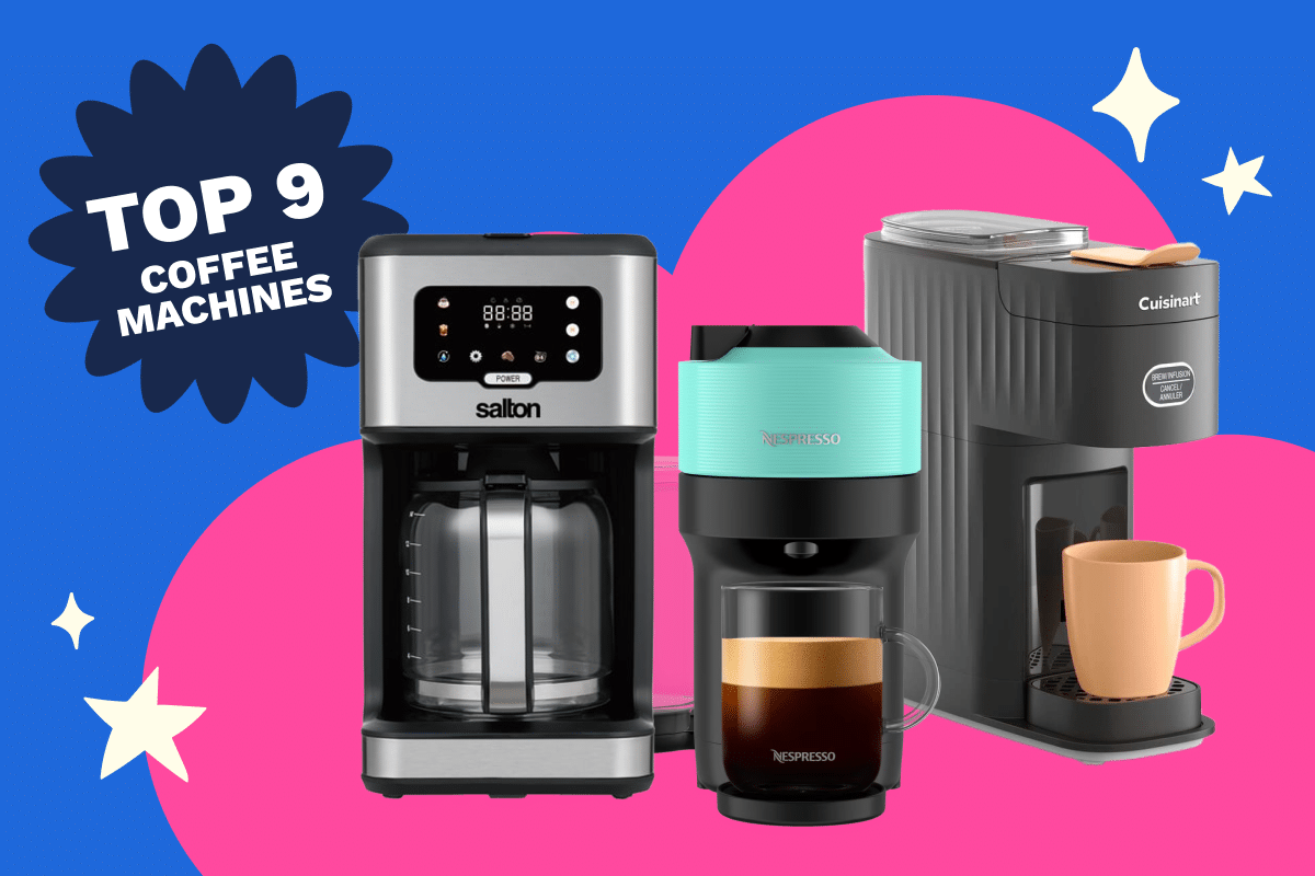 top 9 coffee machines from the air miles catalogue promo graphic