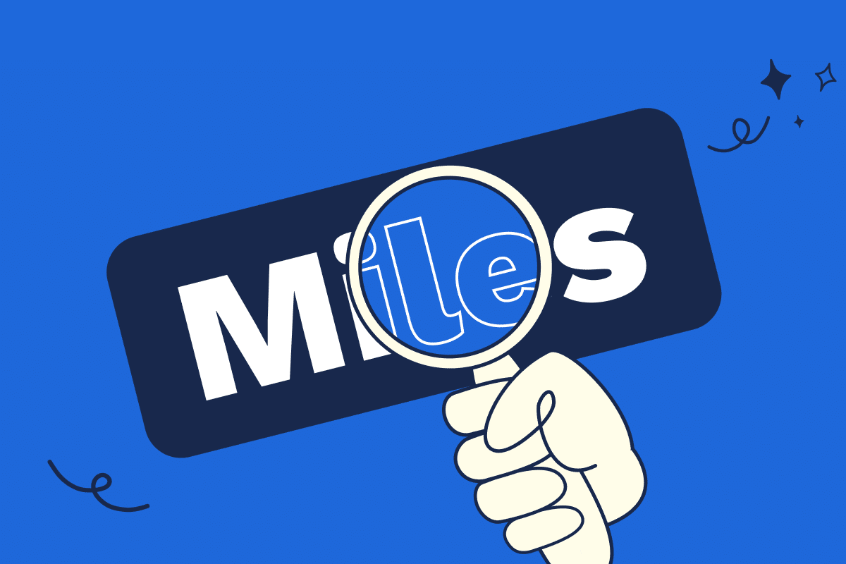 Magnifying glass looking at the word Miles