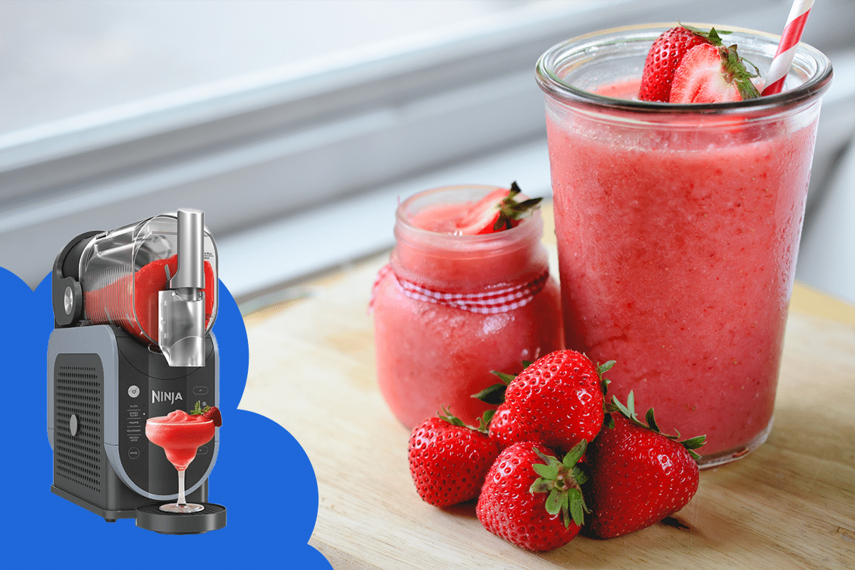 Ninja Slushi with a strawberry slushy drink