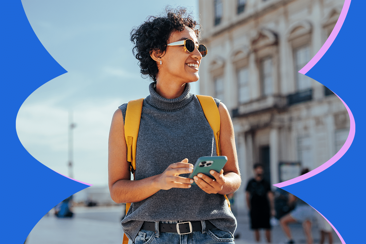 air miles collector walking through the streets of europe